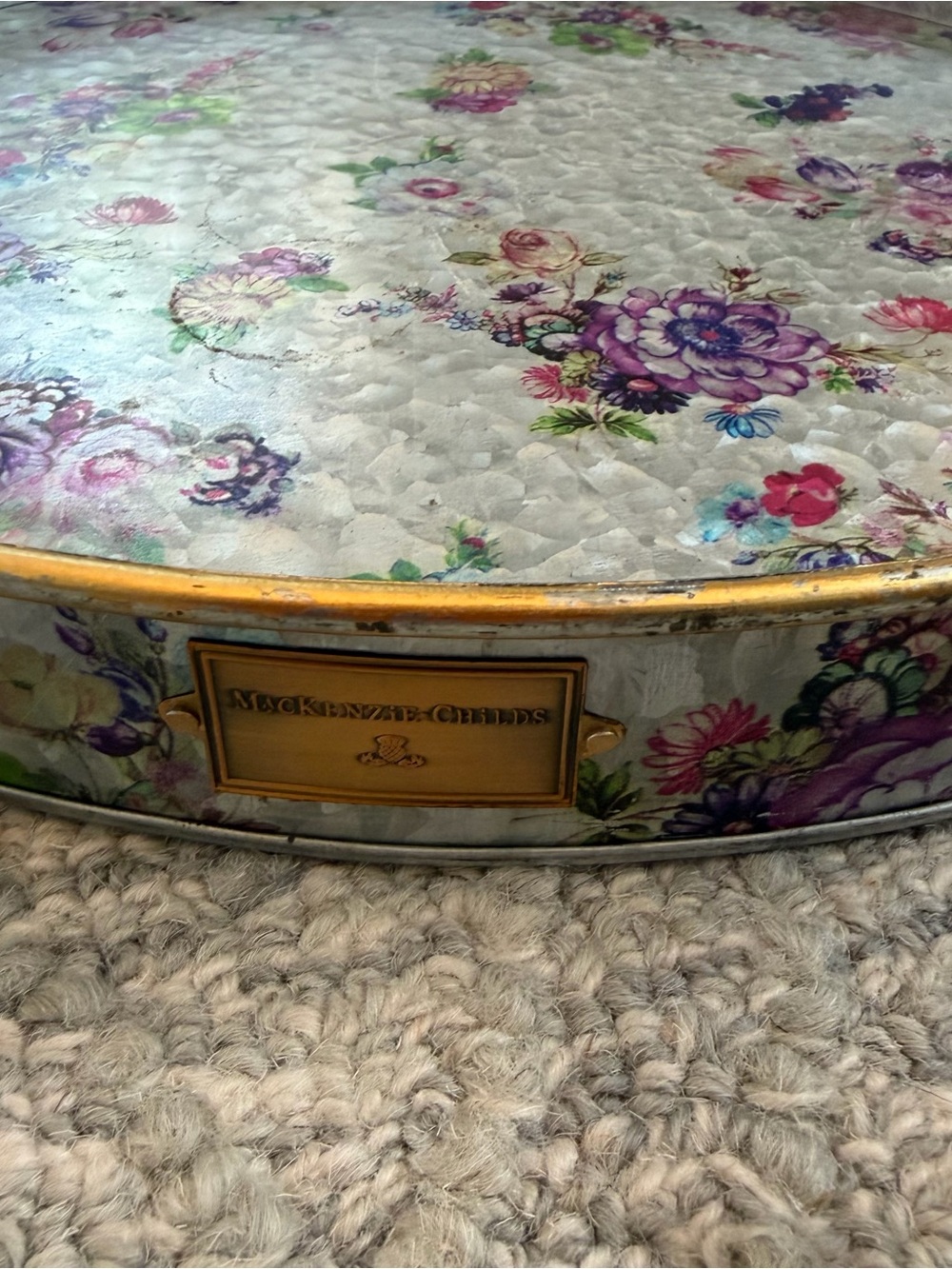 Mackenzie Childs Flower Market Galvanized Serving Trays, Set of 2 - Picture 6 of 7